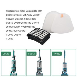 Ymimi Replacement Filter Compatible with Shark UV540 UV540 26 UV440 UV440 26 UV500WM Navigator Lift-Away Upright Vacuum