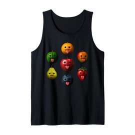 Funny Silly AI Apple gen z Meme BrainRot Humor Tongue Out Tank Top