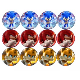Handmade 12- sonic mix edible paper, cupcake cookie toppers CHOOSE SIZE pre cut - 2.5"