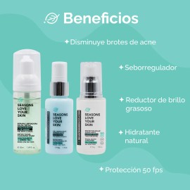 Kit para el cuidado de la piel Seasons Love Your Skin Antiacné KIT3987 para piel Grasa - 3 piezas