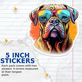 (2 Pack) Bullmastiff Dog Stickers - Bullmastiff with Sunglasses - Choose FromOver 100 Dog Breeds - 5 Inches On Longest Side - Premium Vinyl - Made in USA - BMCS0329