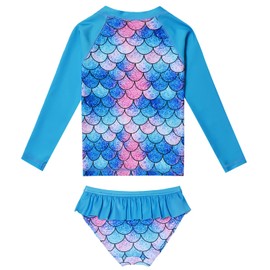 QPANCY - Traje de baño para niñas con protección solar UPF 50+, Sirena, 6-7 Años