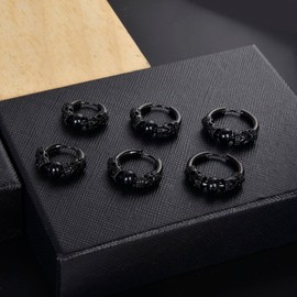 Lantine Hoop Earrings Men's Medical Stainless Steel Earrings Men Punk Hip Hop Silver Black Earrings Vintage Perforated Cartilage Jewellery Hypoallergenic, Stainless Steel, No Gemstone