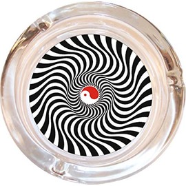 Black Ball Corp. Optical Yin Yang Glass Ashtray - 4" Round
