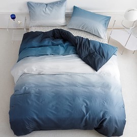 Pureant Blue White Gradient Comforter Sets California King Solid Ocean Sea Blue Bedding Comforters Cal King Modern Plain White and Sky Blue Gradient Soft Quilts Farmhouse Abstract Art Watercolor Bed