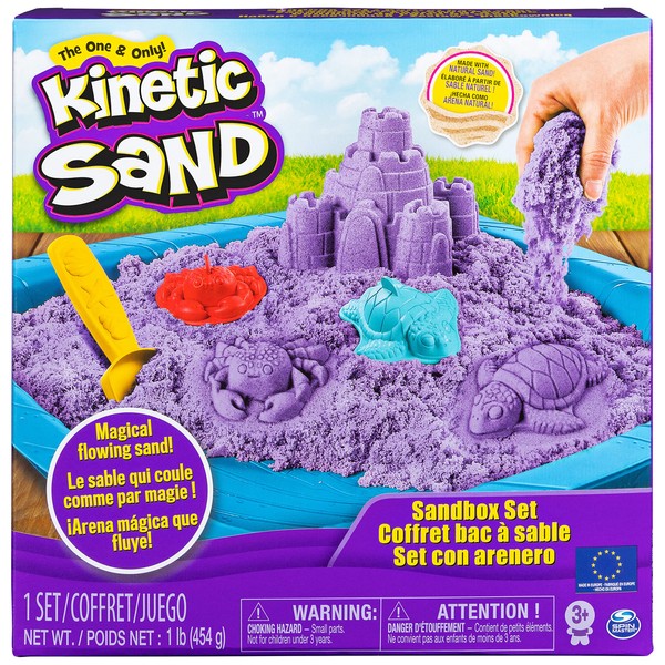 Kinetic Sand 20106638 Molds Spin Master Purple Sandbox Set, Assorted Color
