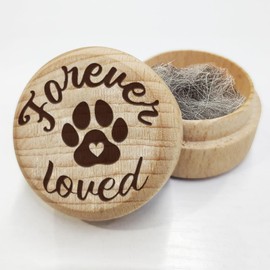 AHANDMAKER Animal Hair Keepsake Box Wooden Memorial Box for Losing a Pet "Forever Loved" Memorial Box for Cats and Dogs Memorial Gifts for Animal Lovers Storage Bone Ash