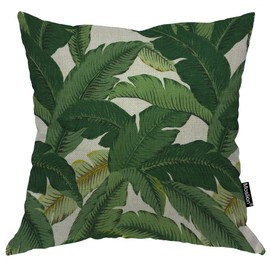 Moslion Throw Pillow Cover Banana Leaves 18x18 Inch Fashion Fresh Nature Tropical Tree Green Square Pillow Case Cushion Cover for Father's Day Home Car Decorative Cotton Linen