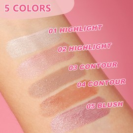 Liquid Highlighter Contour Blush Stick - Highlighter Blush Makeup Stick Natural Liquid Contour Stick Long Lasting Matte Cream Contour with Cushion Applicator (02#Highlight, 10ml)