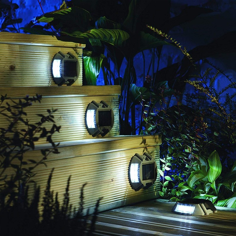 Solar Deck Lights 4 Pack LED Dock Lights for Walkway,