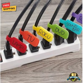 Unbranded 10pcs Wire Markers - Writable Cable Labels with Hook, Loop for Easy Organization