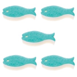 Marna Fish Sponge, Set of 5 (Sponge, Dishwashing/3 Layers) Kitchen Sponge, Dish Sponge, Kitchen Sponge (Light Green) R450LG