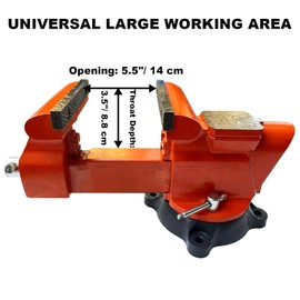PPUMP Bench Vise 6 Inch Jaw Width 5.5 Inch Jaw Opening Home Vise - Secure Grip with 360° Swivel Base Home Vise Rotation Base - Assembled with a Combination of Heavy Duty Cast Iron and Steel - Orange