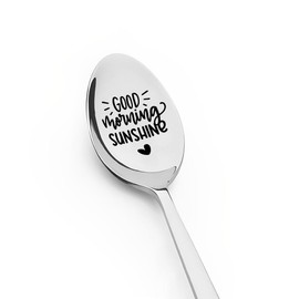 Good Morning Sunshine Gift Spoon for Best Friend Bestie Birthday Gifts for Daughter Sister Valentines Gift for Wife Girlfriend Anniversary Wedding Gifts for Mum Grandma Coffee Tea Spoons