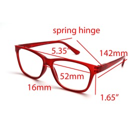 ColorViper basic square computer Amber tinted lenses reader Unisex spring temple Reading Glasses many sizes (medium size transparent red - light Amber tinted, 1.50)