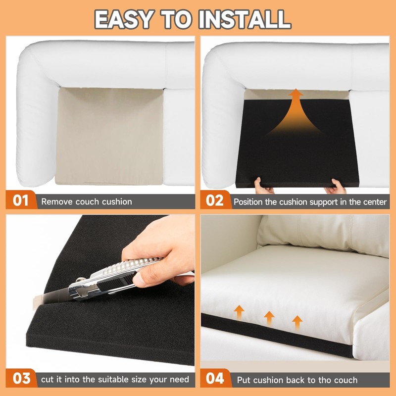 soptreedx 22"×22" Couch Cushion Support for Sagging Seat, 2-Pack 40D