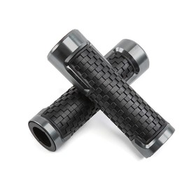 Universal Motorcycle Handlebar Grips - 22 mm (7/8 Inch) 24 mm (1 Inch) Non-Slip Rubber Motorcycle Grips for Scooters Mopeds Quad ATV Grips (Grey)