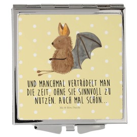 Mr. & Mrs. Panda Handtaschenspiegel quadratisch Fledermaus Sitzen - Geschenk, Tiermotive, Fledermäuse, Motivation, Schminkspiegel, schminken, Tiere,