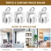 50pcs Curtain Track Rollers Hooks Ceiling Curtain Track Hooks Heavy-Duty