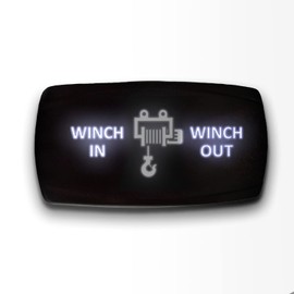 Winch in Winch Out - White - STARK 7-PIN Horizontal Momentary Winch in Out Toggle Switch Waterproof Black Shell/ON-Off-ON DPDT Illuminated Rocker Switch for Auto Truck Boat Marine- DC 20A 12V/10A 24V