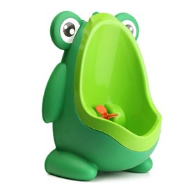 Funny Frog Boy Urinal, Children Potty Toilet Training, Kids Pee Trainer with Rotating Windmill Aiming Target, Easy Adjustable Height, Easy to Clean, Washable (Green)