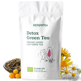 Detox Green Tea Organic 100g (50 Cups) | Loose Leaf Green Tea with Dandelion, Apple, Sage, White Tea, Marigold, Passion Fruit REPLANTEA