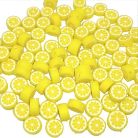 200Pcs Yellow Lemon Polymer Clay Beads Fruit Charm Flat Spacer Beads Making Supplies for Necklace Earring Bracelet Making Lemon Beading Supplies Arts, Crafts and Sewing 10mm