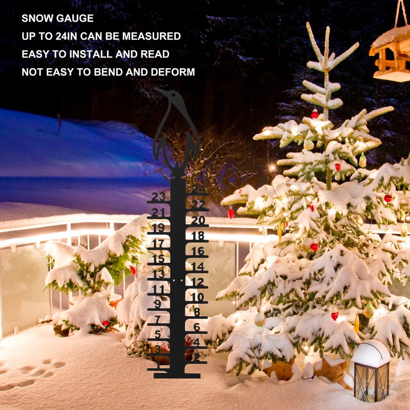 24 Inch Snow Gauge Outdoor Iron Art Decorative Snowfall Measuring