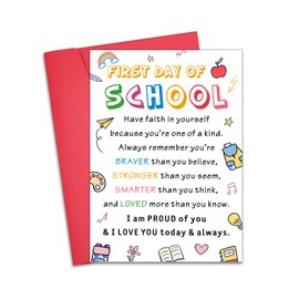 First Day of School Card for Kids Students, Back to School Card, 1st 3rd 5th 7th 8th Grade Sch-ool Supplies, Kindergarten First Day of Sch-ool for Kids, Dorm Room Essentials for Girls, Proud of You