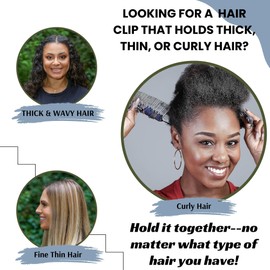 Banana Hair Clip for Thick Curly Hair, Make Easy Protective Styles (Large Peach Ribbon) (Storm Blue, Large)