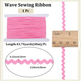 GORGECRAFT 44 Yards Rick Rack Trim for Sewing RIC Rac Ribbon 1/8 inch Rickrack Lace Wave Zig Zag Hot Pink Wave Bending Fringe Lace Trim S Shaped Woven Braided Fabric for DIY Crafts Wedding Dress