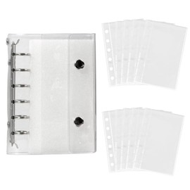BOCAIDHK Binder Notebook, Transparent, Seal Pad, M5 Size, Includes 10 Transparent Refills, 6 Holes, Replacement Pad, PVC Material, Seal Storage, Selling Goods, Small Items Organization, Unisex (A7)