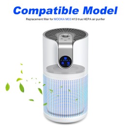 M03 Air Filter Compatible with Mooka M03 Air Purifier: H13 3-in-1 True HEPA Replacement High-Efficiency Activated Carbon Filter - 2Pack