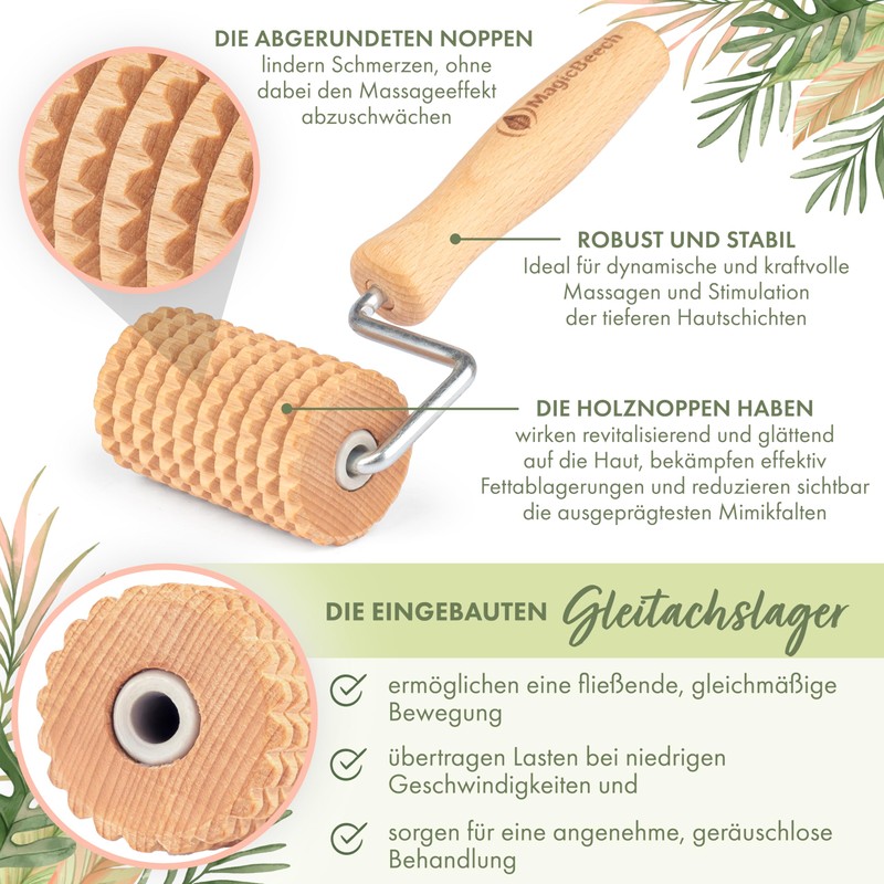 MagicBeech - Face Massager Set: Madero Massage Roller & Face