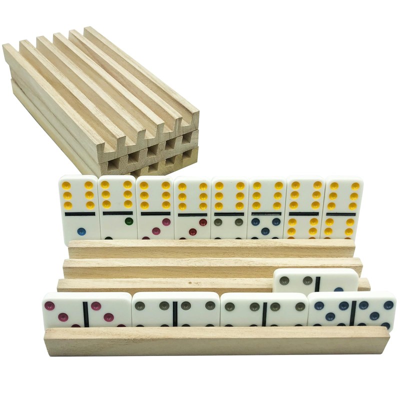 Yuanhe Domino Holder Trays Rack - Set of 4 Wooden