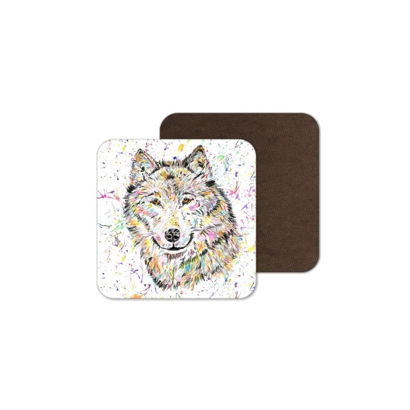 Coaster Wolf Wildlife animal Coasters Watercolour Art Gift Work Office