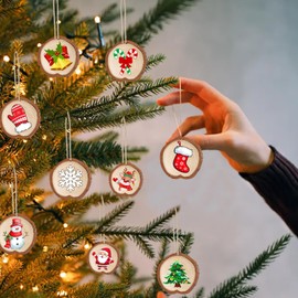 MJLINTATAG 9pcs Santa Claus Snowman Ornaments for Christmas Tree,Wood Christmas Tree Hanging Decorations Home Decor Xmas Gifts