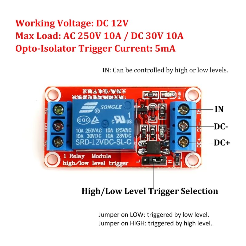 XUGERIP 4 PCS 12V 1 Channel Relay Module with Optocoupler