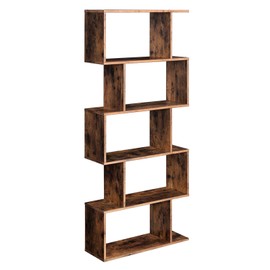 VASAGLE Bookcase, 5-Tier Bookshelf, Display Shelf and Room Divider, Freestanding Decorative Storage Shelving, Rustic Brown ULBC62BX