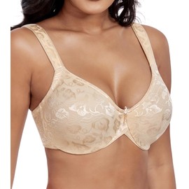 HACI Full Coverage Bra for Women Underwire Non Padded Minimizer Women's Plus-Size Everyday Bras for Large Bust(Beige,40DD)