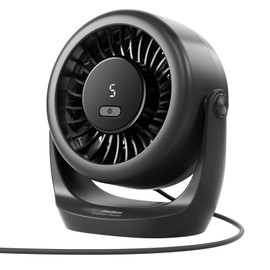 Diveblues USB Desk Turbo Fan, Ultra-Quiet Mini Desk Fan, Powerful Wind, LED Display, 5 Speed, 360° Rotating Small Portable Fan for Home, Office and Outdoor Cool Tech Gadgets - TurboBreeze