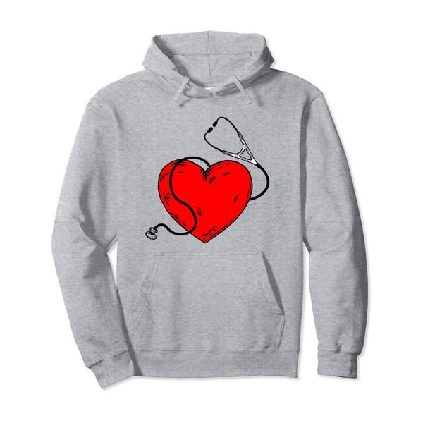 Nursing Health Student Stethoscope Love | Cute Design Gift Funny Gag Clothes Illustration Hoodie, grey (grey marl)