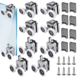 Pack of 8 Shower Door Rollers for Shower Doors, 23 mm Shower Cubicle Roll with Anti-Collision Block and Screws, Shower Room Accessories for Sliding Doors, Glass Shower Doors (Pack of 8)