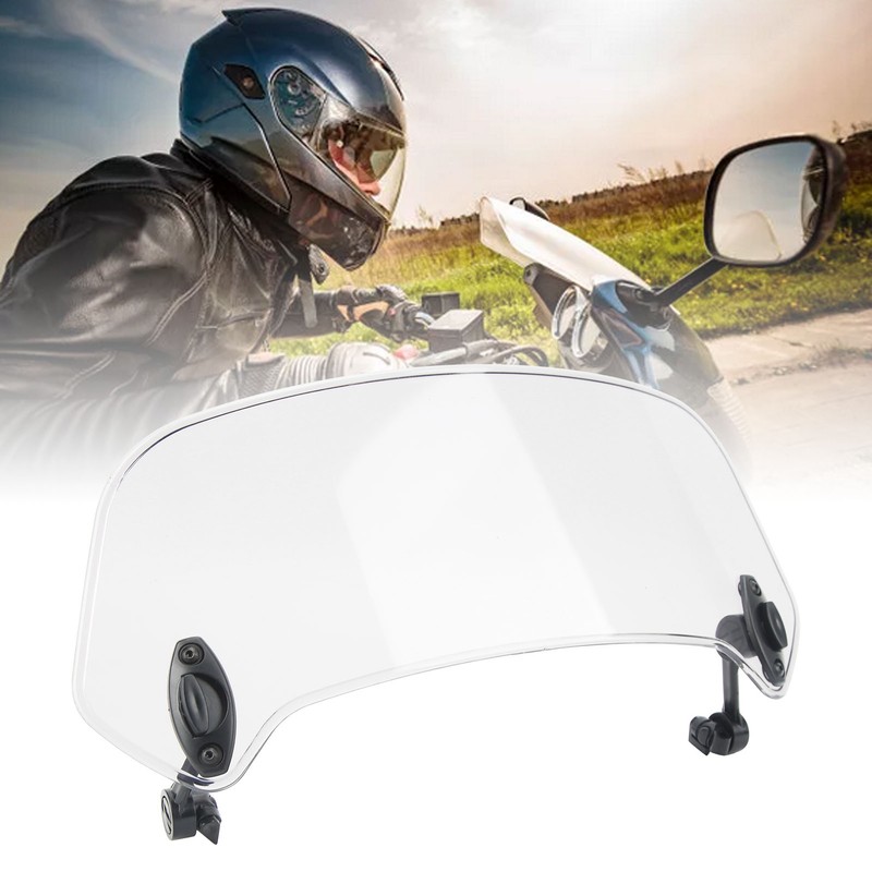 Motorcycle Windscreen Adjustable Clip On Windshield Universal Wind Deflector for