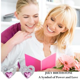 Heart Birthstone Earrings for Women 925 Sterling Silver Heart Stud Earrings Minimalist Crystal Cz Earrings Birthstone Jewelry Gifts, Sterling Silver, crystal