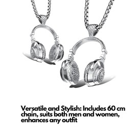 3 PCS Headphones Necklace Pendant with Chain Silver Black Gold | Gift for Music Lovers Fans | Beautiful Stylish Unique Design | Musical Jewellery | Headphone Jewelery | Present for men or women