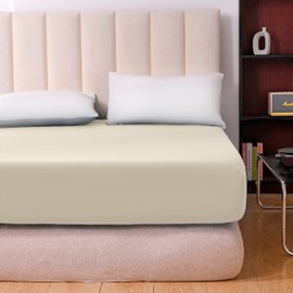 Hafaa Fitted Sheet Extra Deep Pocket Bed Sheet 16 inch 40 Cm Soft Brushed Microfiber Breathable Fitted Bed Sheets Shrinkage and Fade Resistant (Cream, Double)