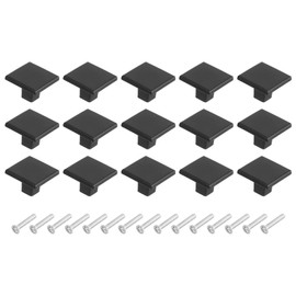 sourcing map 15Pcs Square Cabinet Knobs, 1.2 Inch Square Kitchen Cabinet Knob Aluminum Alloy Solid Drawer Knob Handle Pulls for Kitchen Cabinets Bedroom Dresser Wardrobe, Black