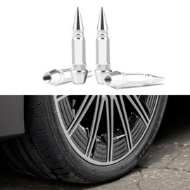 QZTYTY 4PCS 60mm Spiked Aluminum Stem Valve Caps, Tire Valve Caps, Dustproof Tire Wheel Stem Caps, Universal Tire Air Cap Car Accessories Compatible with Cars, SUVs,Trucks Bicycles (Silver, 60mm)