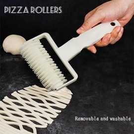 XiXiRan Plastic Grid Roller, 2 Pieces Pizza Dough Docker, Plastic Grid Cutter, Stick Roller Plastic, for Homemade Cookie Dough, Pizza Crust, Pastry Bakery (Roller + Roll Roller)